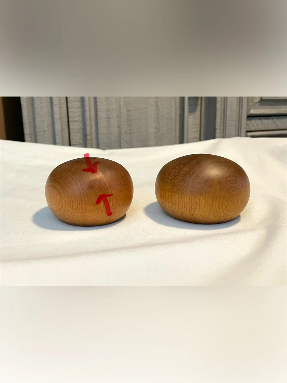 *MCM* Salt & Pepper Set - Ball Type Design - Myrtlewood-Vintage - 2.5